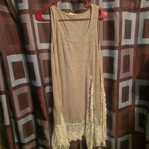 Tan tunic with lace details size Large